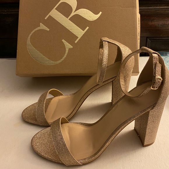 Charlotte Russe Shoes - Charlotte Russe Glitter Open-Toe Block Heel Sandel